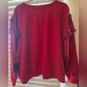 NWT ELOQUII Red Ruffle Sleeve Sweatshirt Size 22W/24W